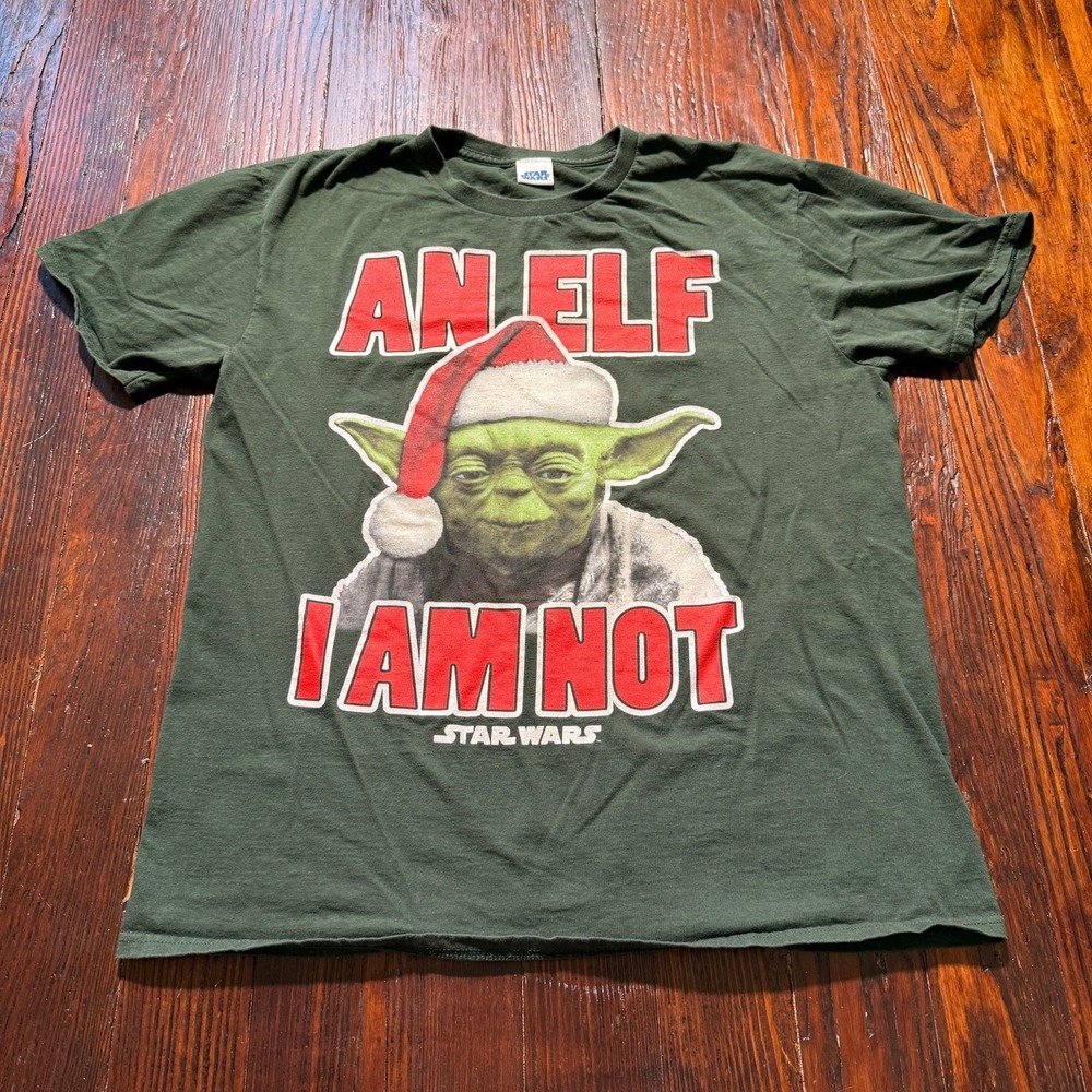 Vintage Star Wars Shirt Mens M Green Master Yoda Elf Christmas Holidays
